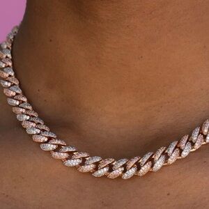 GLD Rose Gold and White Gold Cuban Bracelet